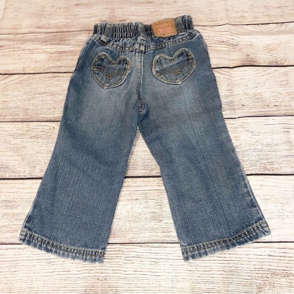 Levi’s Valentines Day Love Heart Pocket Jewel Infant Bootcut Jeans Size 24 M - Picture 3 of 8